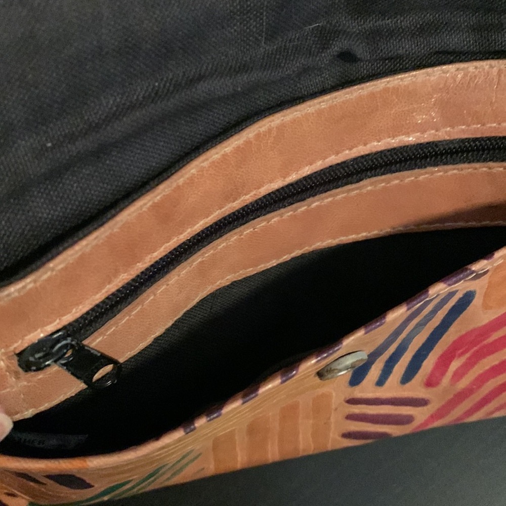 Leather wallet lined with snap closure boho aztec - Picture 4 of 8